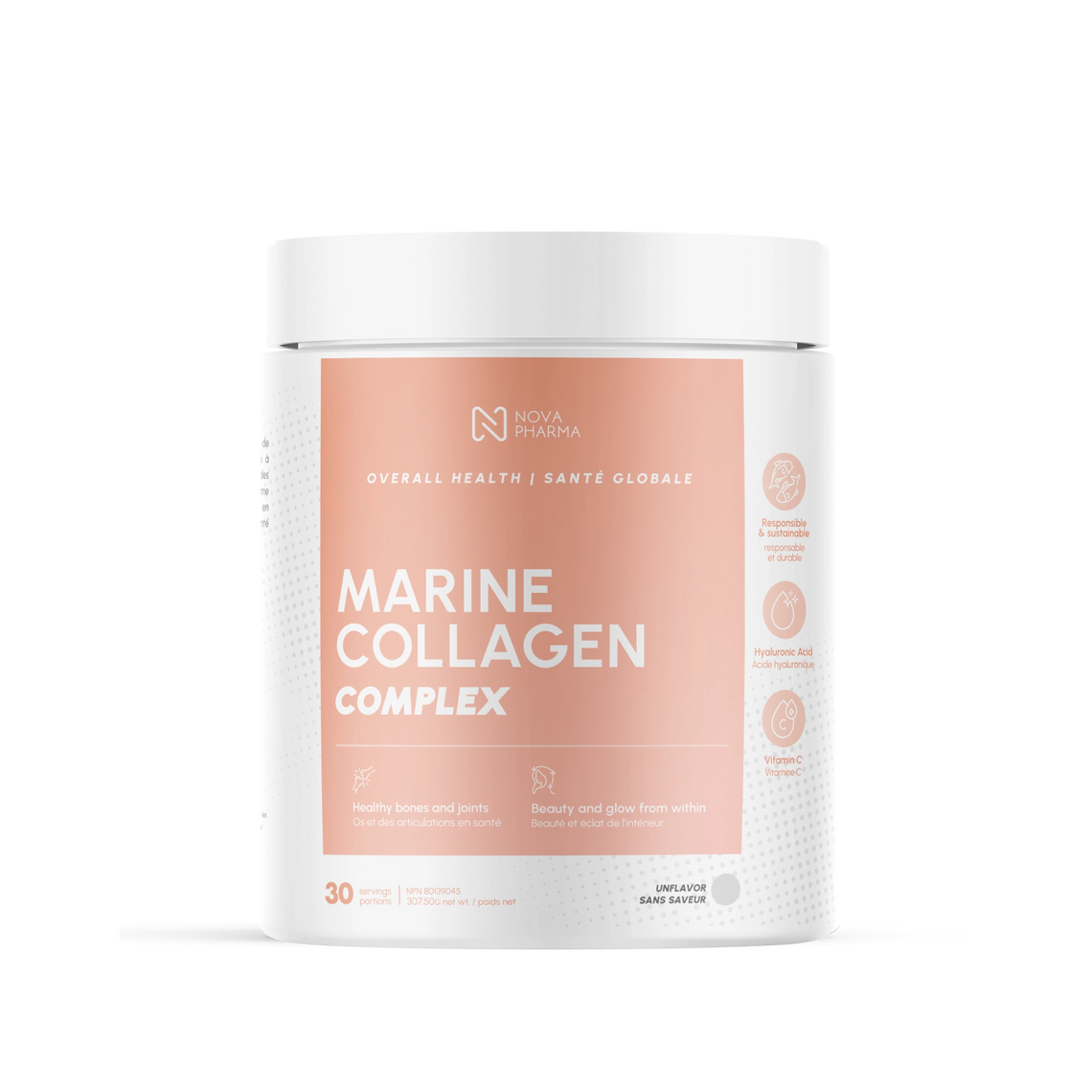 COLLAGÈNE MARIN COMPLEX AVEC ACIDE HYALURONIQUE, VITAMINE C ET BIOTINE - 30 PORTIONS SANS SAVEUR
